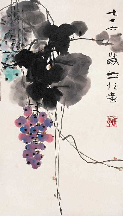 谢之光 葡萄 立轴